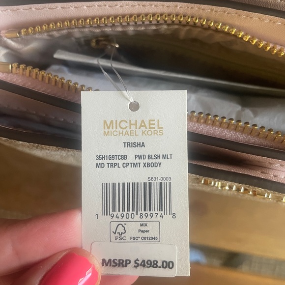 NWT MICHAEL KORS Trisha logo crossbody bag in pink - Picture 14 of 16